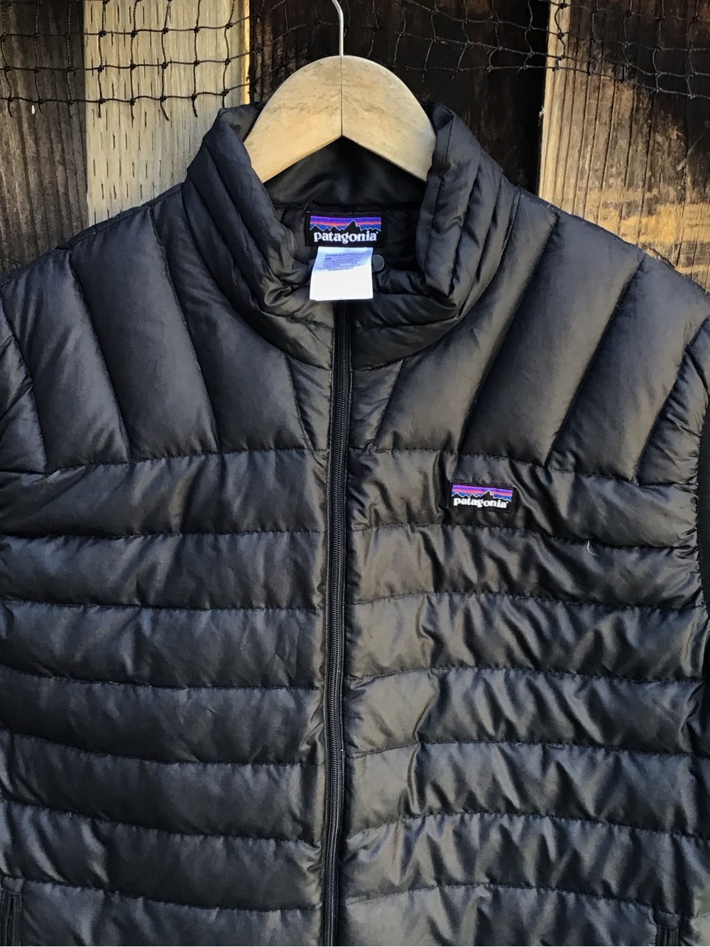 Patagonia Down Sweater Vest Black Stryker Goose Down Puffer Mens Large Logo - Picture 2 of 8
